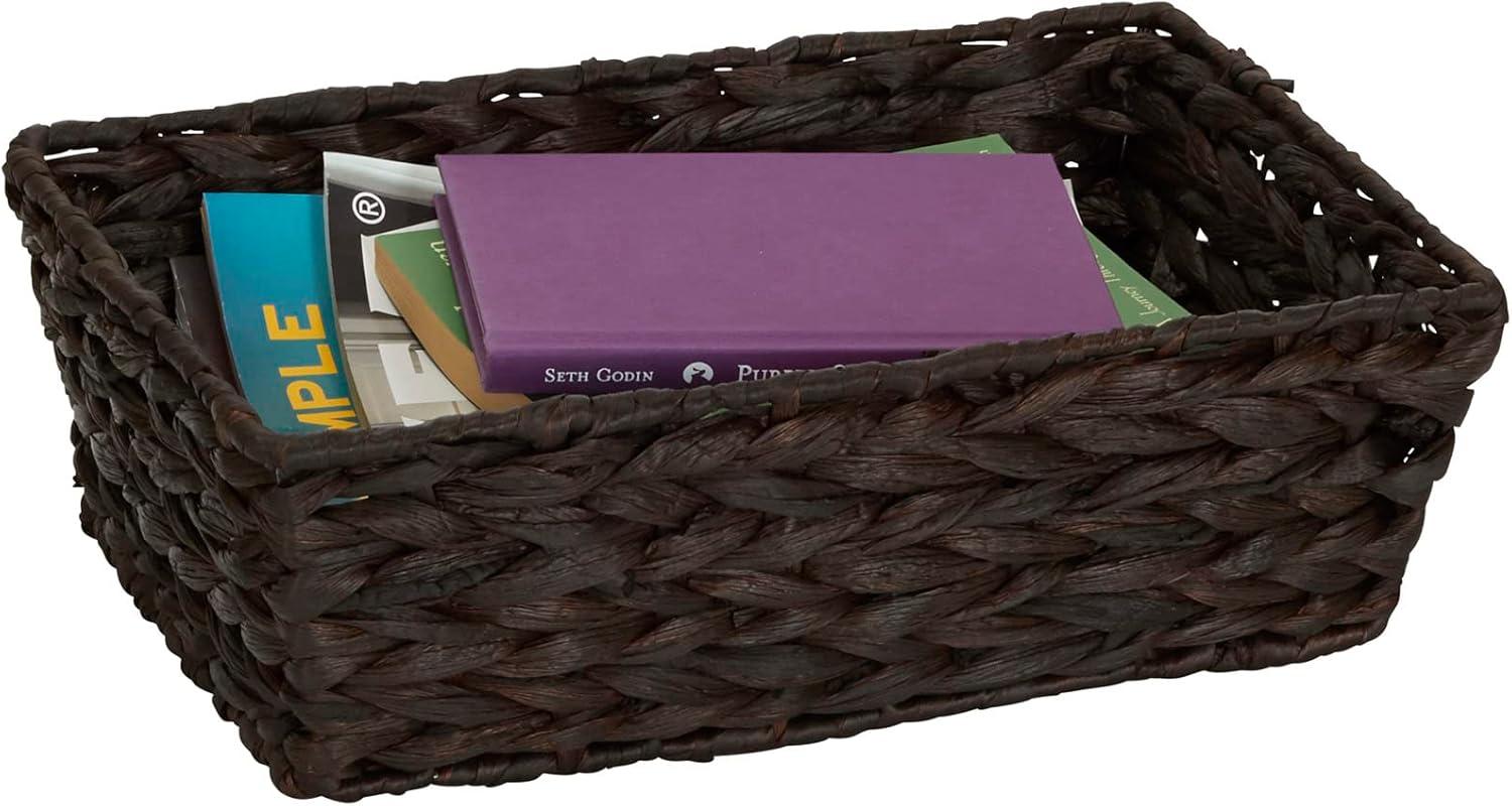 image:imageHousehold Essentials Wicker Storage Baskets Set of 4 Handwoven Accent Baskets Braided Water Hyacinth Large Medium and Small Storage Stylish and Versatile Brown