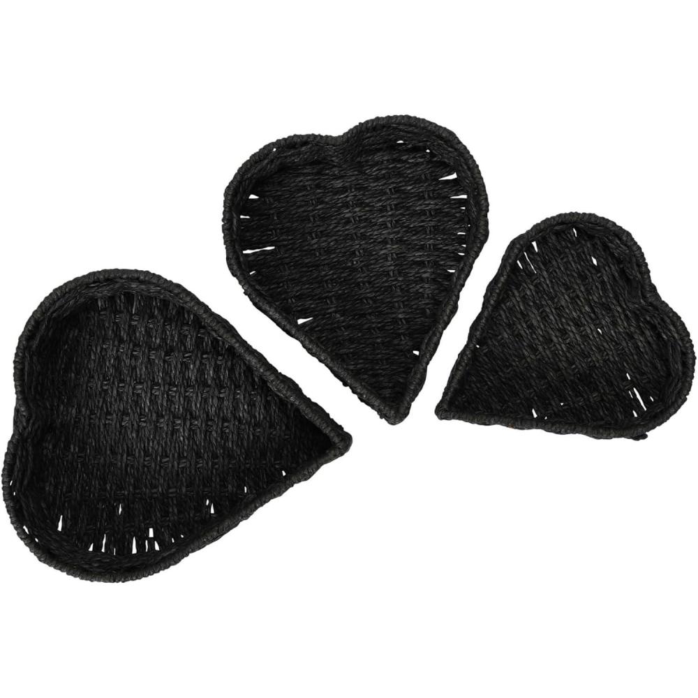 image:imageHousehold Essentials Nesting Paper Rope Heart Baskets Black Set of 3Black