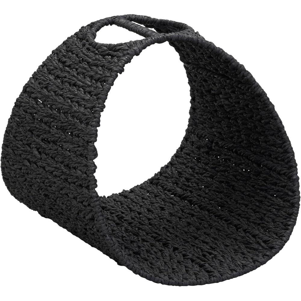 image:imageHousehold Essentials Oval Magazine Rack Stained HyacinthBlack Paper Rope