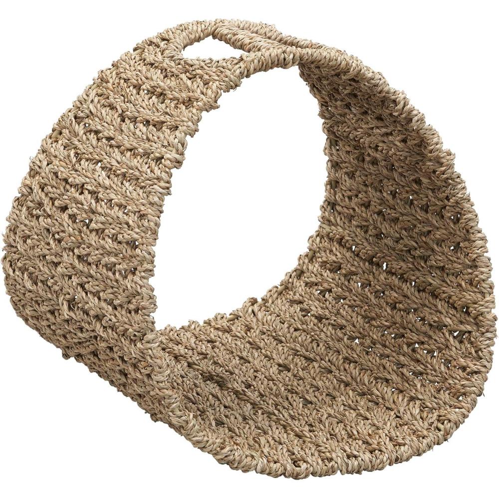 image:imageHousehold Essentials Oval Magazine Rack Stained HyacinthNatural Seagrass
