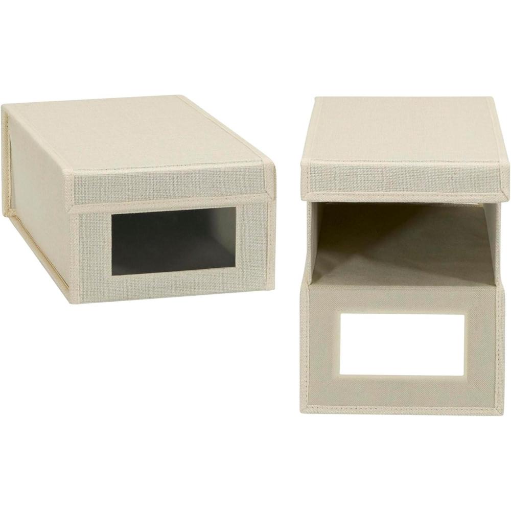 image:imageHousehold Essentials Small Drop Front Shoe Box 2 Pack Beige