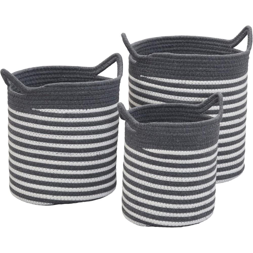 image:imageHousehold Essentials Striped Cotton Basket Set Set of 3