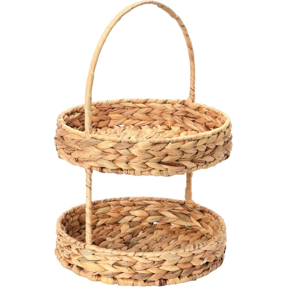 image:imageHousehold Essentials Water Hyacinth 2Tier Tray Natural