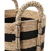 Household Essentials Braided Handle Basket, Black and Natural