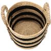 Household Essentials Braided Handle Basket, Black and Natural