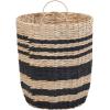 Household Essentials Cattail and Paper Multi Band Basket, Natural and Black