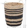 Household Essentials Cattail and Paper Multi Band Basket, Natural and Black
