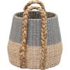 Household Essentials Cattail and Paper Terra Basket, Natural and Gray(Gray)