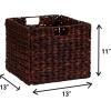 Household Essentials Foldable Wicker Storage Bin, Stained Water Hyacinth, Sturdy Steel Frame, Handwoven and Decorative, Durable and Stylish, Space-Saving, Dark Brown