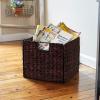 Household Essentials Foldable Wicker Storage Bin, Stained Water Hyacinth, Sturdy Steel Frame, Handwoven and Decorative, Durable and Stylish, Space-Saving, Dark Brown