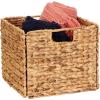 Household Essentials Foldable Wicker Storage Bin, Water Hyacinth, Sturdy Steel Frame, Handwoven and Decorative, Durable and Stylish, Space-Saving, Natural