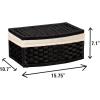 Household Essentials Hand-Woven Paper Rope Basket with Lid and Liner, Black Stain