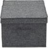 Household Essentials Large Fabric Storage Bins 2 Pack, Soft Poly Linen with Sturdy Sides, Attached Handle and Fully Removable Lid, Brown(Graphite)