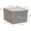 Household Essentials Large Fabric Storage Bins 2 Pack, Soft Poly Linen with Sturdy Sides, Attached Handle and Fully Removable Lid, Brown(Grey)