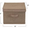 Household Essentials Large Fabric Storage Bins 2 Pack, Soft Poly Linen with Sturdy Sides, Attached Handle and Fully Removable Lid, Brown(Latte)