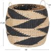 Household Essentials Large Woven Wicker Storage Basket with Handles | Black and Brown Decorative