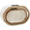 Household Essentials Natural Rim Oval Set Paper Rope and Seagrass (2 Piece) Small Wicker Basket, White(White)