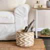 Household Essentials, Natural and White Cattail and Paper Zee Basket,Natural and White