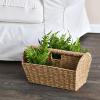 Household Essentials Wicker Magazine Rack, Handwoven Seagrass, Strong Metal Wire Frame, Built-In Handle and Divider, Lightweight, Contemporary, Great for Puzzle Books, Mail and More, Natural(Seagrass)
