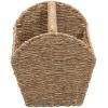 Household Essentials Wicker Magazine Rack, Handwoven Seagrass, Strong Metal Wire Frame, Built-In Handle and Divider, Lightweight, Contemporary, Great for Puzzle Books, Mail and More, Natural(Seagrass)