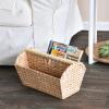 Household Essentials Wicker Magazine Rack, Handwoven Seagrass, Strong Metal Wire Frame, Built-In Handle and Divider, Lightweight, Contemporary, Great for Puzzle Books, Mail and More, Natural(Cattail)