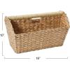 Household Essentials Wicker Magazine Rack, Handwoven Seagrass, Strong Metal Wire Frame, Built-In Handle and Divider, Lightweight, Contemporary, Great for Puzzle Books, Mail and More, Natural(Cattail)