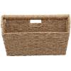 Household Essentials Wicker Magazine Rack, Handwoven Seagrass, Strong Metal Wire Frame, Built-In Handle and Divider, Lightweight, Contemporary, Great for Puzzle Books, Mail and More, Natural(Seagrass)