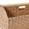 Household Essentials Wicker Magazine Rack, Handwoven Seagrass, Strong Metal Wire Frame, Built-In Handle and Divider, Lightweight, Contemporary, Great for Puzzle Books, Mail and More, Natural(Cattail)