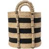Household Essentials Braided Handle Basket, Black and Natural