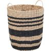 Household Essentials Cattail and Paper Multi Band Basket, Natural and Black