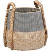 Household Essentials Cattail and Paper Terra Basket, Natural and Gray(Gray)