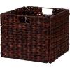 Household Essentials Foldable Wicker Storage Bin, Stained Water Hyacinth, Sturdy Steel Frame, Handwoven and Decorative, Durable and Stylish, Space-Saving, Dark Brown