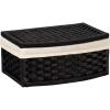 Household Essentials Hand-Woven Paper Rope Basket with Lid and Liner, Black Stain