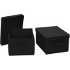 Household Essentials Large Fabric Storage Bins 2 Pack, Soft Poly Linen with Sturdy Sides, Attached Handle and Fully Removable Lid, Brown(Black)