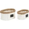 Household Essentials Natural Rim Oval Set Paper Rope and Seagrass (2 Piece) Small Wicker Basket, White(White)