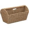 Household Essentials Wicker Magazine Rack, Handwoven Seagrass, Strong Metal Wire Frame, Built-In Handle and Divider, Lightweight, Contemporary, Great for Puzzle Books, Mail and More, Natural(Seagrass)