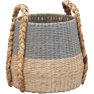 Household Essentials Cattail and Paper Terra Basket, Natural and Gray(Gray)