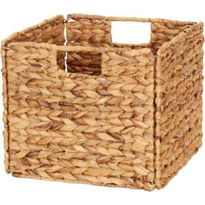 Household Essentials Foldable Wicker Storage Bin, Water Hyacinth, Sturdy Steel Frame, Handwoven and Decorative, Durable and Stylish, Space-Saving, Natural