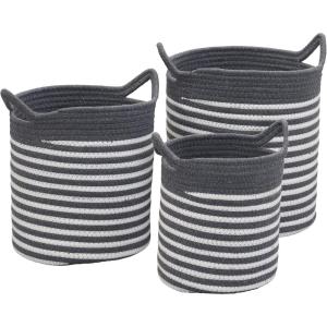 Household Essentials Striped Cotton Basket Set, Set of 3