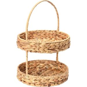 Household Essentials Water Hyacinth 2-Tier Tray, Natural