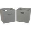 Household Essentials 2 Pack Open Storage Bins with Dual Handles, 13 x 12 x 13, Teafog