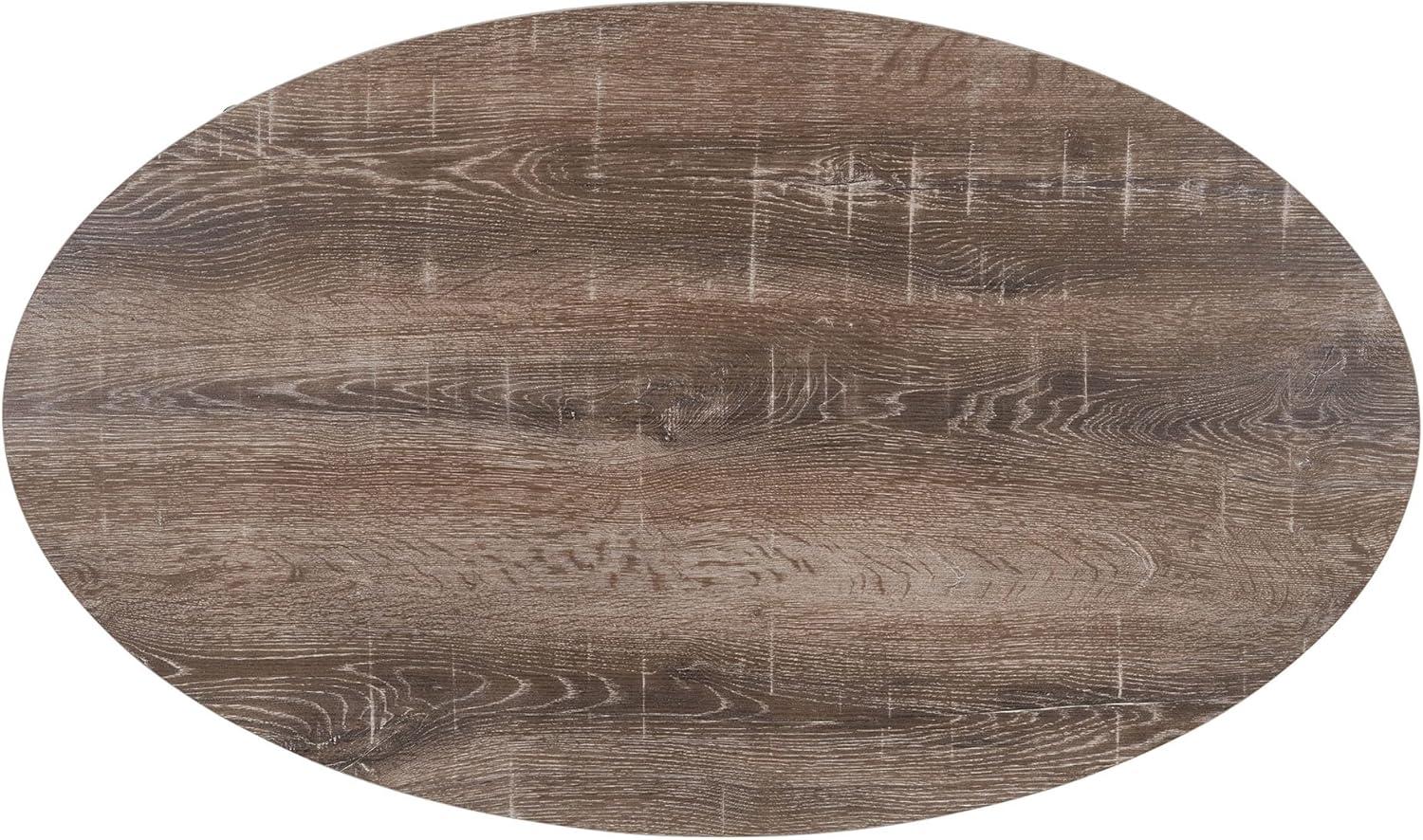 image:imageHousehold Essentials Jamestown Oval Coffee Table with Storage Shelf Mid Century Walnut Wood Grain and Black MetalAshwood