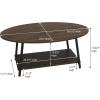 Household Essentials Jamestown Oval Coffee Table with Storage Shelf Mid Century Walnut Wood Grain and Black Metal(Mid Century Walnut)