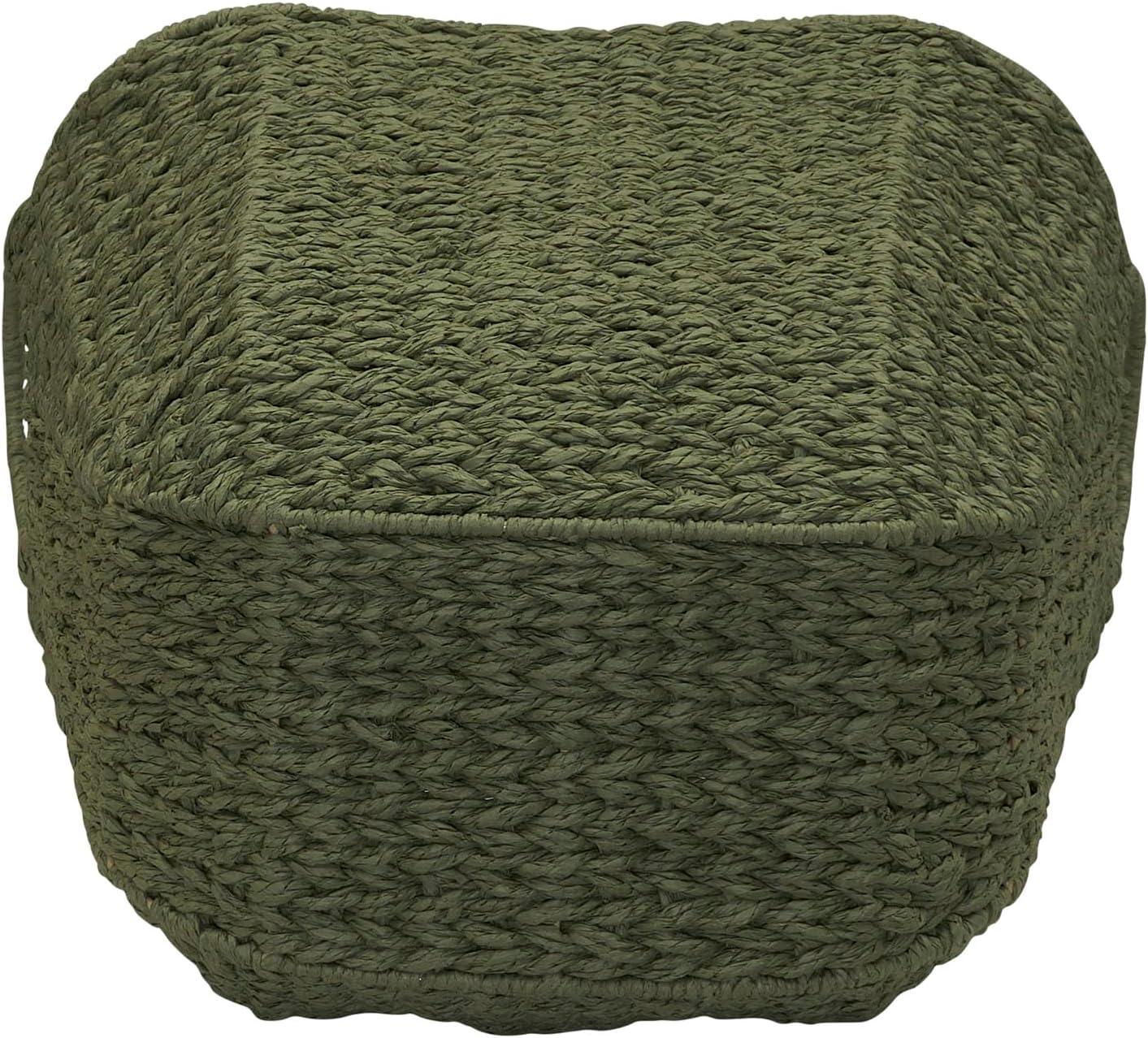 image:imageHousehold Essentials Natural Paper Rope Basket with Handles Natural Woven Woven Storage Basket Great for Decoration or OrganizationGreen Paper Rope