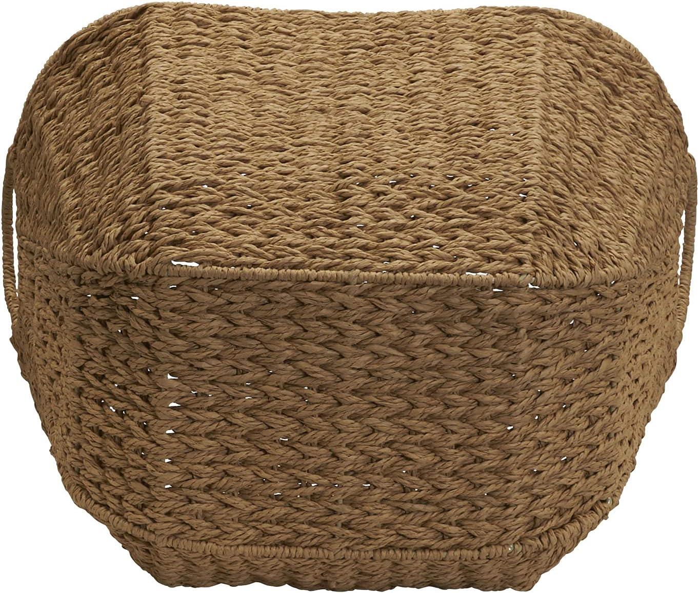 image:imageHousehold Essentials Natural Paper Rope Basket with Handles Natural Woven Woven Storage Basket Great for Decoration or OrganizationNatural Paper Rope