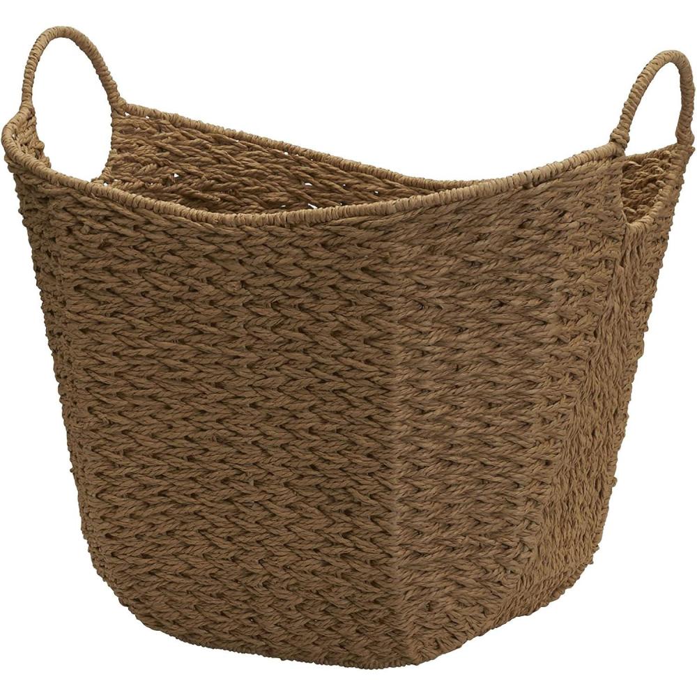image:imageHousehold Essentials Natural Paper Rope Basket with Handles Natural Woven Woven Storage Basket Great for Decoration or OrganizationNatural Paper Rope