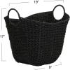 Household Essentials Natural Paper Rope Basket with Handles, Natural Woven Woven Storage Basket, Great for Decoration or Organization(Black Paper Rope)