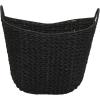 Household Essentials Natural Paper Rope Basket with Handles, Natural Woven Woven Storage Basket, Great for Decoration or Organization(Black Paper Rope)