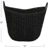 Household Essentials Natural Paper Rope Basket with Handles, Natural Woven Woven Storage Basket, Great for Decoration or Organization(Black Paper Rope)
