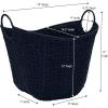 Household Essentials Natural Paper Rope Basket with Handles, Natural Woven Woven Storage Basket, Great for Decoration or Organization(Blue Paper Rope)